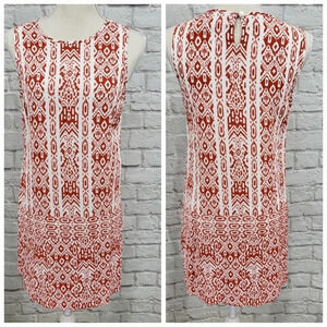 CHICO'S Reddish/Orange White Patterned Sleeveless Tunic Top Sz 0 = Small (4)